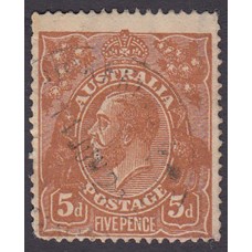 Australian    King George V    5d Chestnut   Single Crown WMK  Plate Variety 1L60